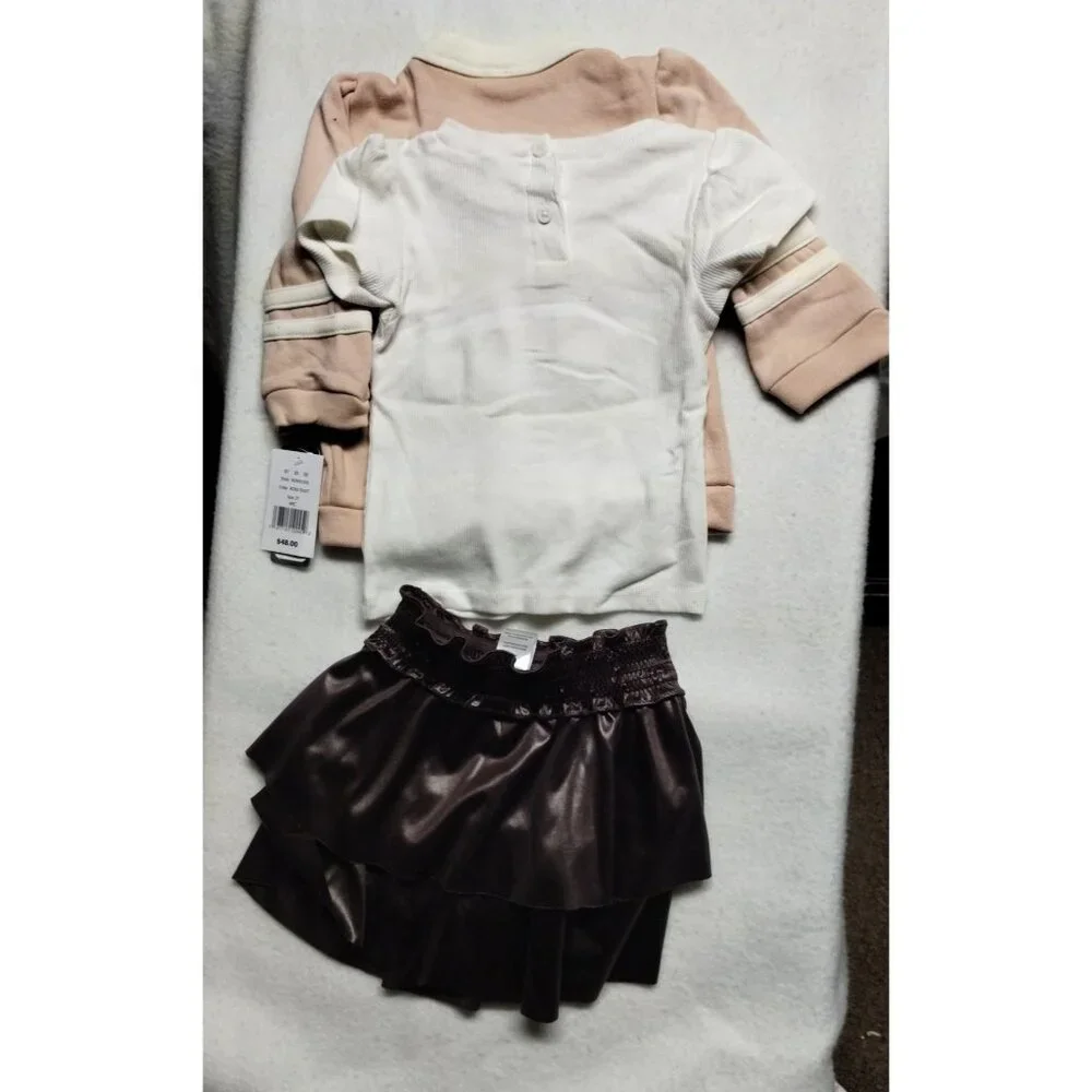 Little Lass Girls 3-Piece Outfit Set 2T - Cardigan, Top with Hearts‎ & Skort - Picture 5 of 12